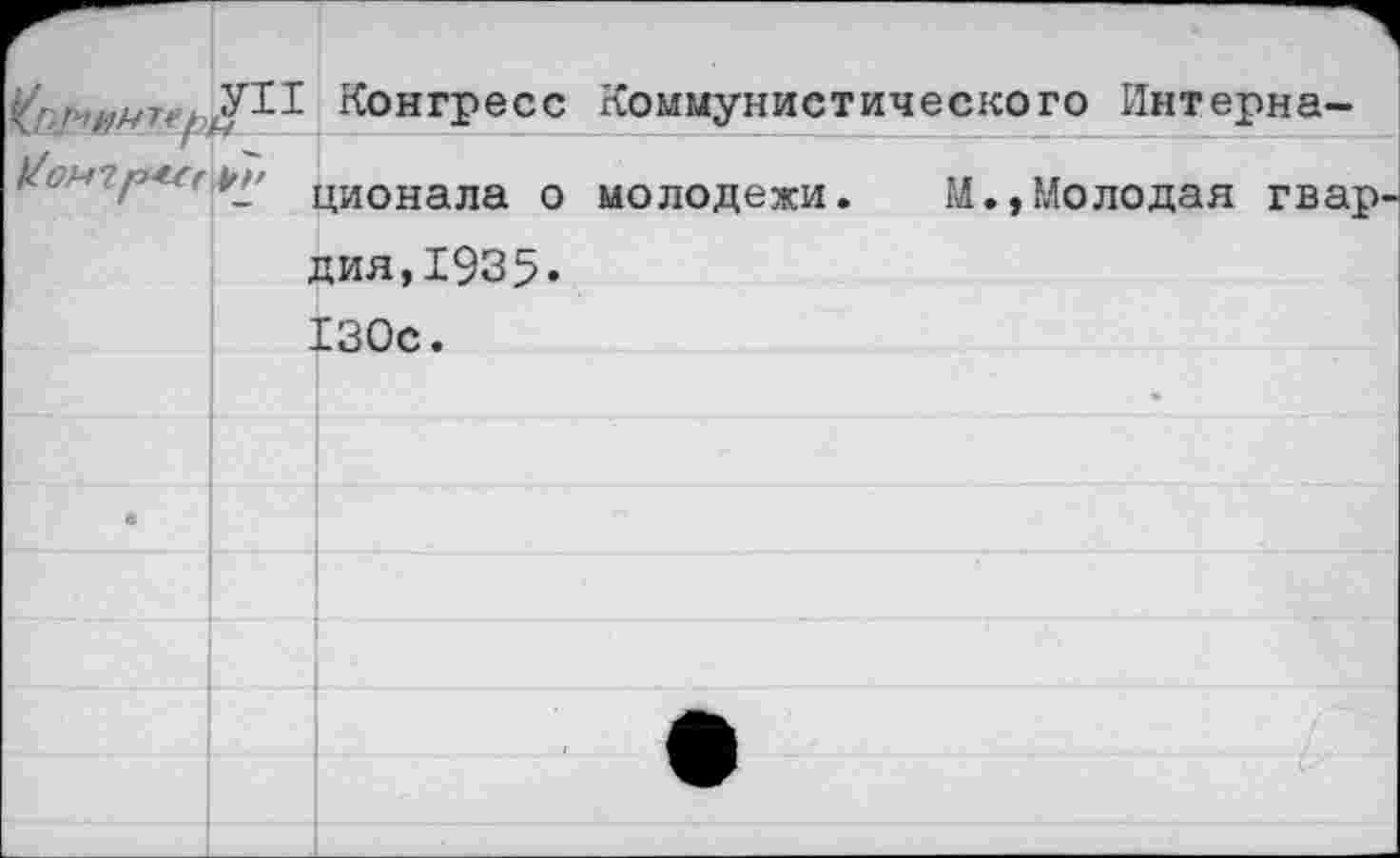 ﻿
Конгресс Коммунистического Интерна-
ционала о молодежи.	М.,Молодая гвар.
дия,1935.
130с.